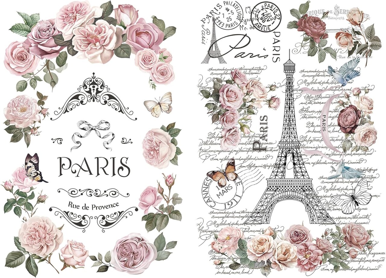 2 Large 12"x18" Sheets Decorative Vintage Stickers and Decals